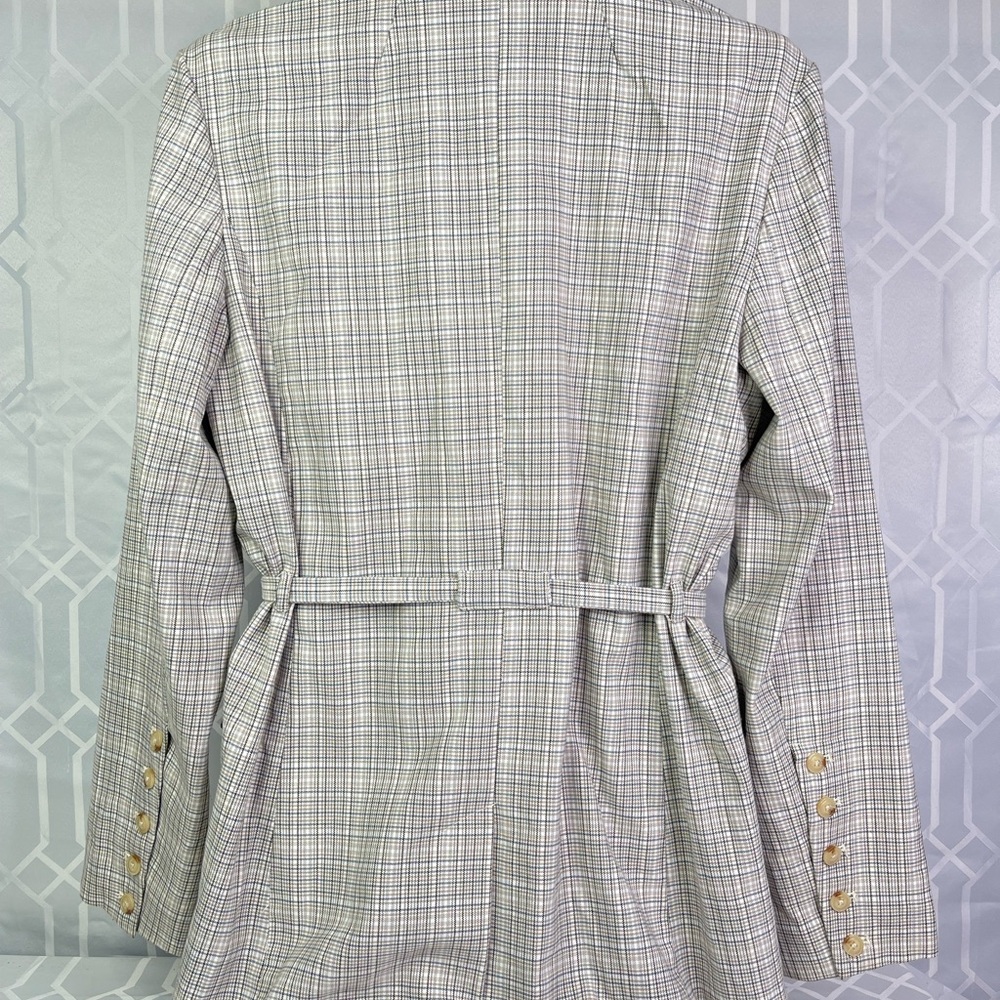 Free People Beige Plaid Belted Blazer Like New - Picture 4 of 12
